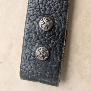 Black Leather Belt w Silver Buttons